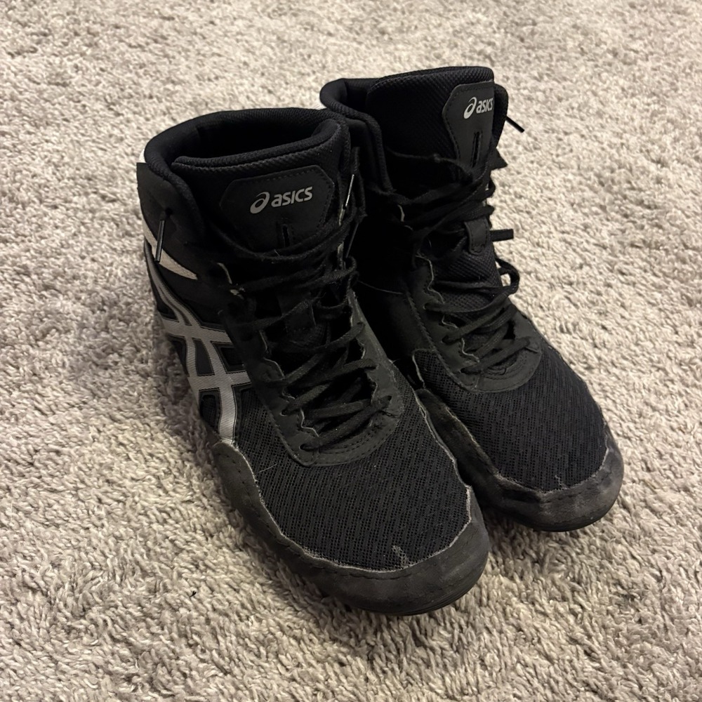 Asics Matflex 7 Men's Size 12 Wrestling Shoes Black White Suede 1081A021